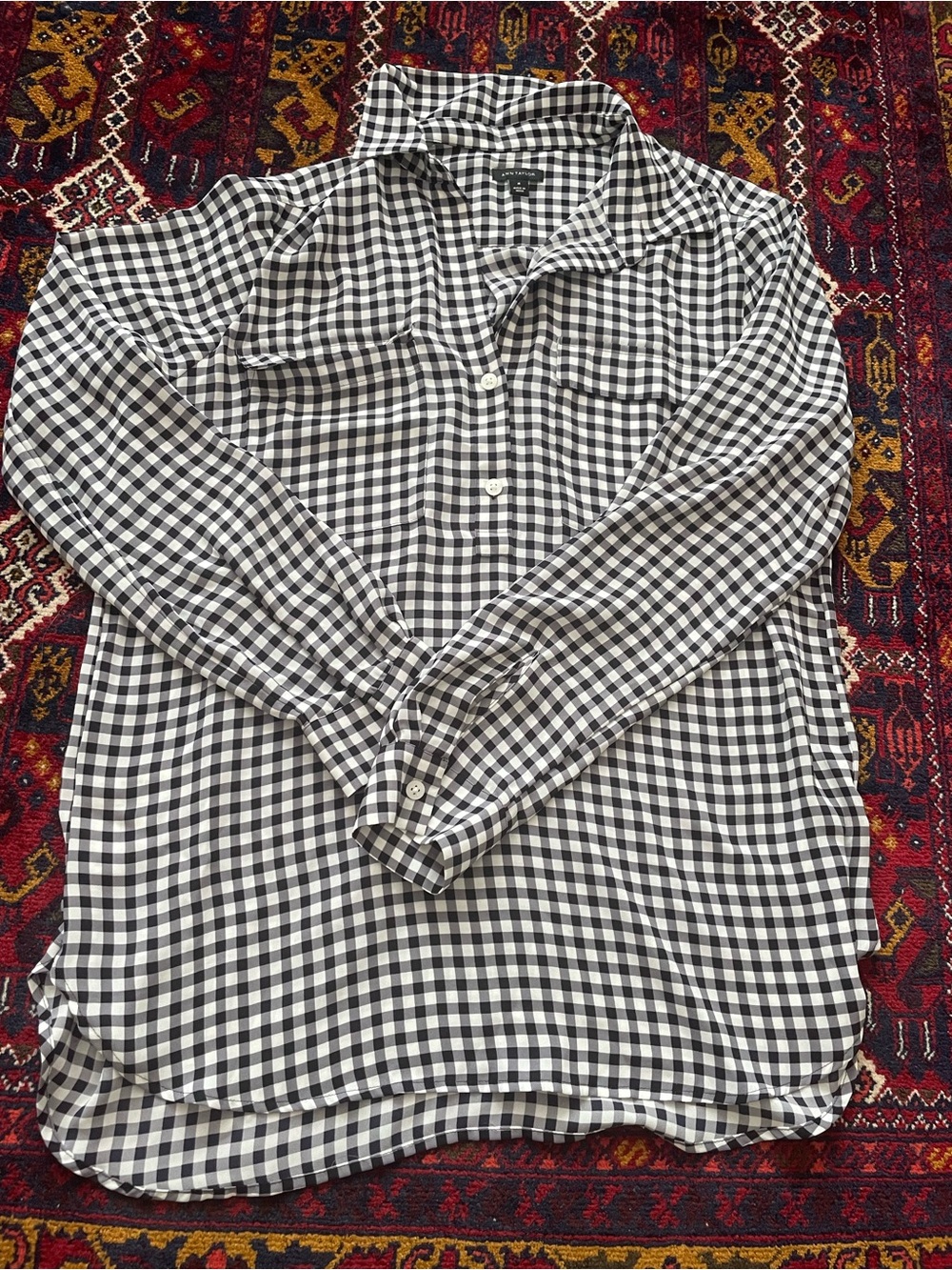 Black & White Gingham Button-Down women’s Shirt
